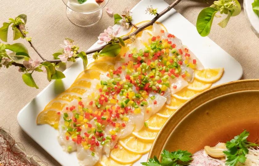 白身魚のカルパッチョ中華風