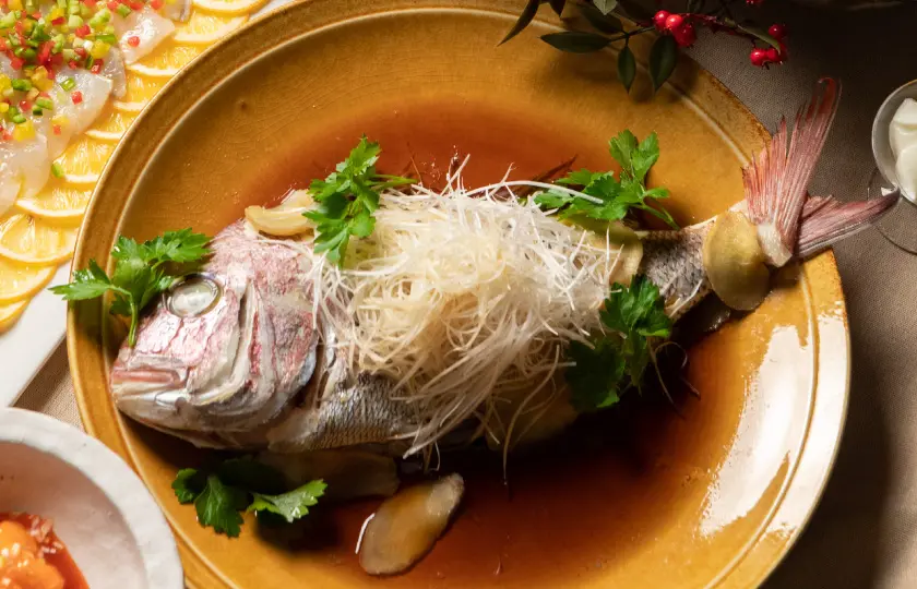 鯛の香味蒸し
